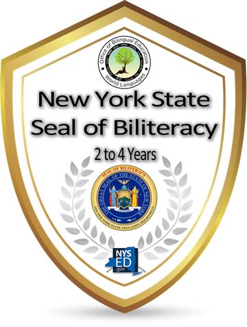 Sello de bialfabetismo del Estado de Nueva York para 2-4 años